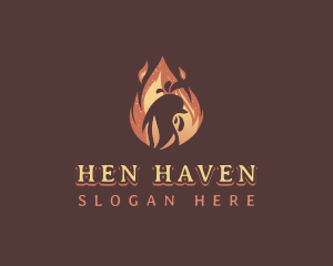 Flame BBQ Chicken logo design