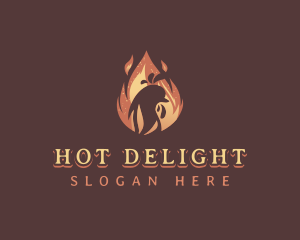 Flame BBQ Chicken logo design