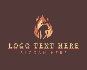 Rooster - Flame BBQ Chicken logo design