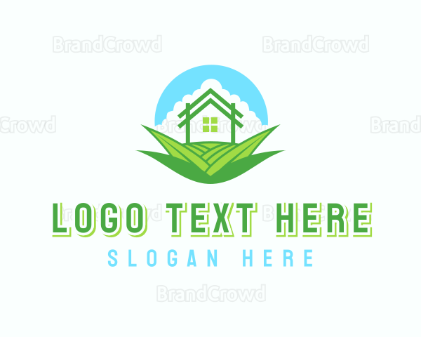 House Yard Grass Landscaping Logo