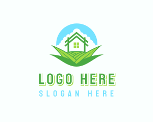 House Yard Grass Landscaping Logo