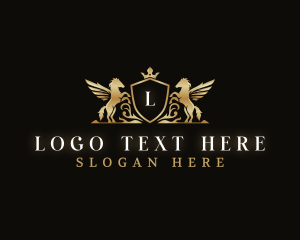 High End - Pegasus Crown Shield logo design