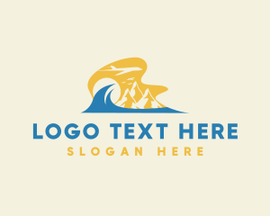 Tropical Summer Plane Travel Logo