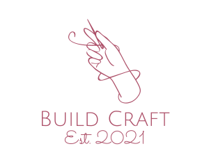 Pink Dressmaker Hand Craft  logo design