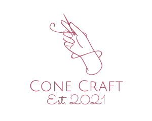 Pink Dressmaker Hand Craft  logo design