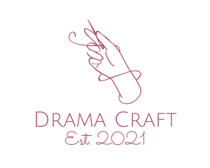 Pink Dressmaker Hand Craft  logo design