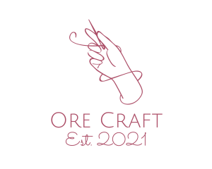 Pink Dressmaker Hand Craft  logo design