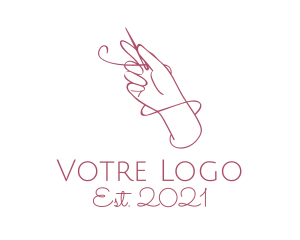 Embroidery - Pink Dressmaker Hand Craft logo design