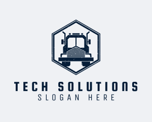 Removalist - Hexagon Transport Truck logo design