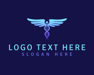 Research - Healthcare DNA Caduceus logo design
