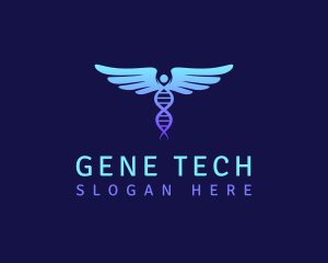 Healthcare DNA Caduceus logo design