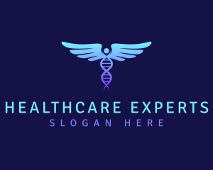 Healthcare DNA Caduceus logo design