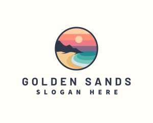 Beach Sunset Sand logo design