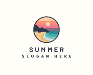 Beach Sunset Sand logo design