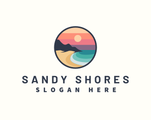 Beach Sunset Sand logo design