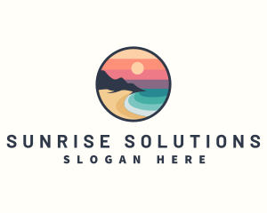 Beach Sunset Sand logo design