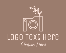 Camera - Photographer Camera Monoline Leaf logo design
