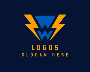 Volt - Lightning Power Letter W logo design