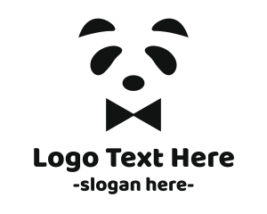 Black - Panda Bow Tie logo design