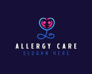 Stethoscope Heart Care logo design