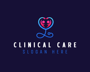 Stethoscope Heart Care logo design