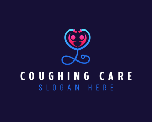 Stethoscope Heart Care logo design