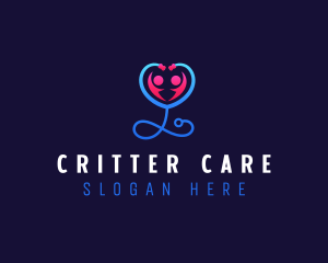 Stethoscope Heart Care logo design