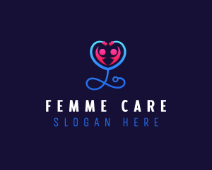 Stethoscope Heart Care logo design