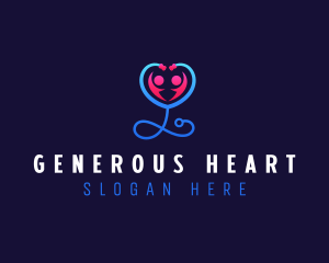 Stethoscope Heart Care logo design