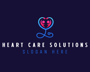 Stethoscope Heart Care logo design