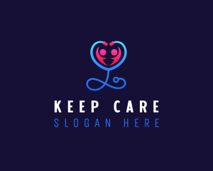 Stethoscope Heart Care logo design