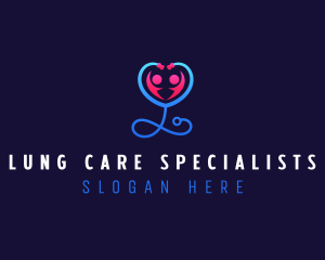 Stethoscope Heart Care logo design