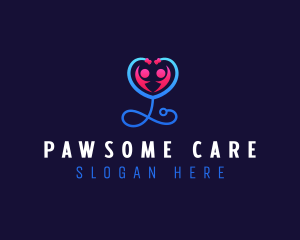 Stethoscope Heart Care logo design