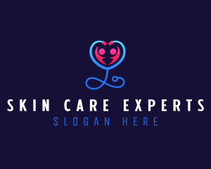 Stethoscope Heart Care logo design