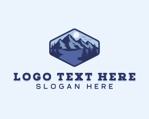 Hiker - Forest Mountain Lake logo design