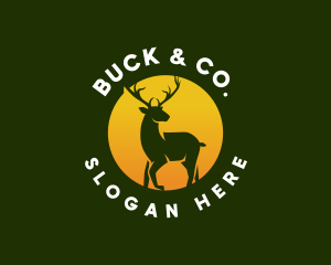 Sun Animal Deer logo design