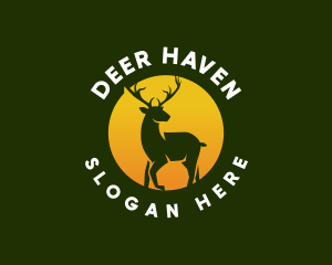 Sun Animal Deer logo design