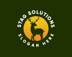 Sun Animal Deer logo design