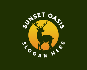 Sun Animal Deer logo design