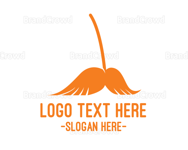 Orange Mustache Broom Logo