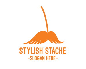 Mustache - Orange Mustache Broom logo design