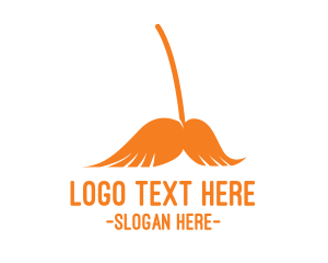 Mustache - Orange Mustache Broom logo design