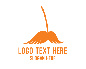 Orange Mustache Broom Logo