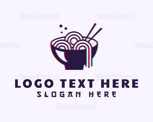 Asian Noodle Bowl Glitch Logo