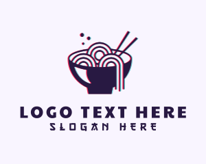 Chopsticks - Asian Noodle Bowl Glitch logo design