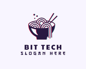 Asian Noodle Bowl Glitch logo design