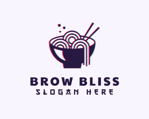 Asian Noodle Bowl Glitch logo design