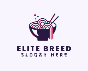 Asian Noodle Bowl Glitch logo design