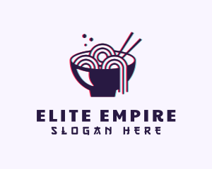 Asian Noodle Bowl Glitch logo design