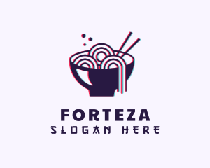 Asian Noodle Bowl Glitch logo design